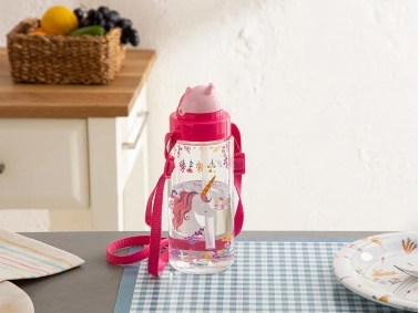 Unicorn Tritan Strappy Kids Water Bottle 500 ml Pink
