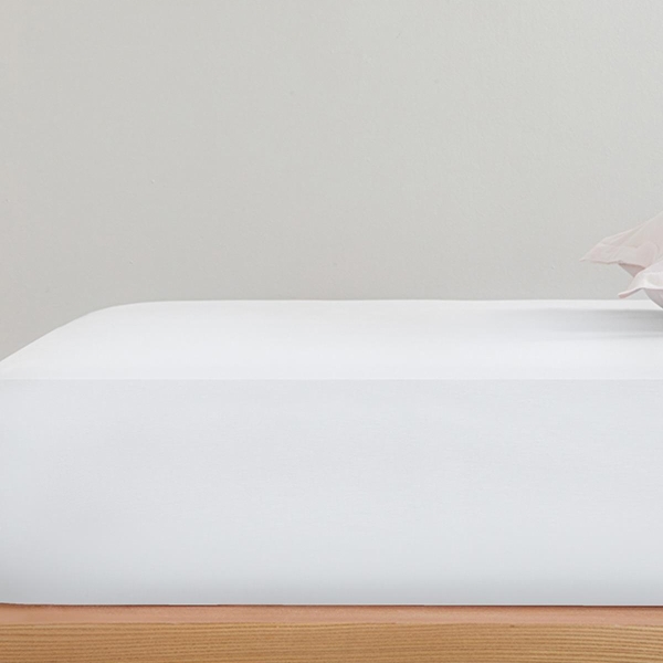 Plain Cotton Double Fitted Sheet 160x200 cm White