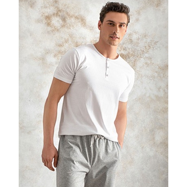 Cool Basic Combed Cotton Men's Pajama Set S Gray