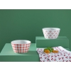 Dainty Gingham Bone Porcelain 2 Pcs Bowl 11 cm Orange