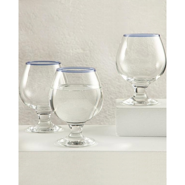 Grand Glass 3 Pcs Coffee Side Water Cup 390 mL Blue