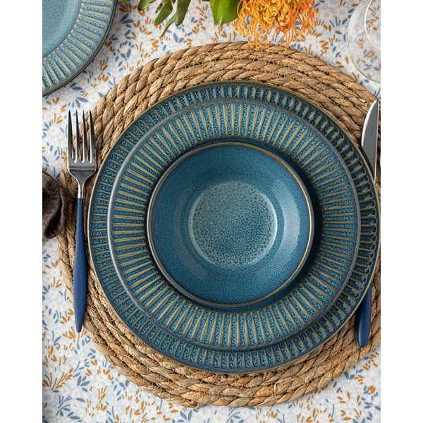 Dentro Silicone 4-Person Dinner Set 27-22-21-14 cm Blue