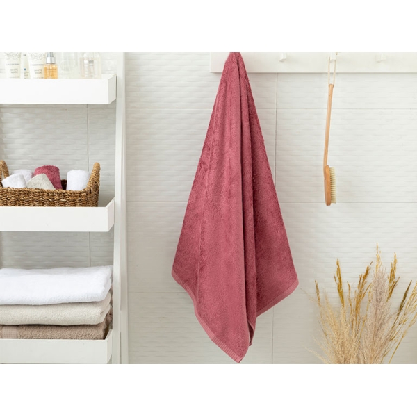Leafy Bamboo Bath Towel 70x140 cm Rose Color