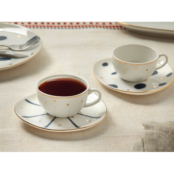 Navy line Porcelain 2 Set Coffee Cup Set 90 ml Blue-White