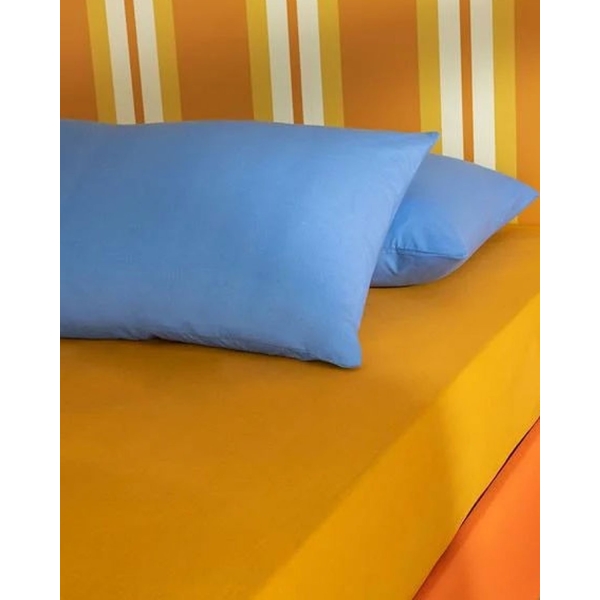 Plain Cotton Queen Size Fitted Sheet 160x200 cm Mustard