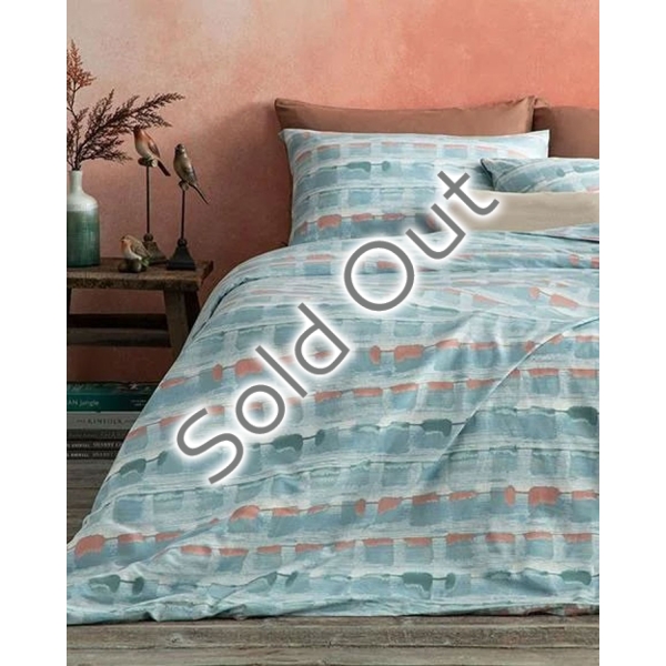 Blurred Check Cotton For One Person Duvet Cover Set Pack 160x220 cm Seledon
