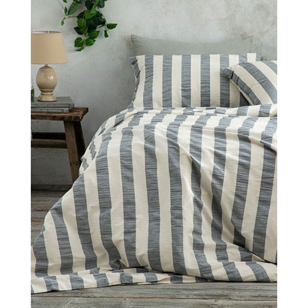 Billowy Seersucker For One Person Duvet Cover Set 160x220 cm Dark Blue