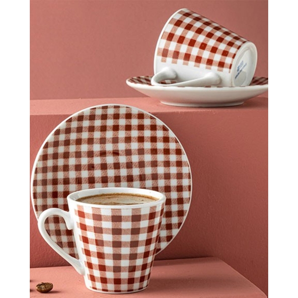 Gules Porcelain 2 Set Coffee Cup Set 80 ml Claret Red