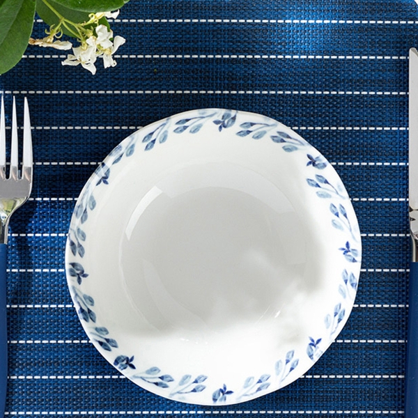 Clover Flower Porcelain Soup Bowl 16 cm White-Blue