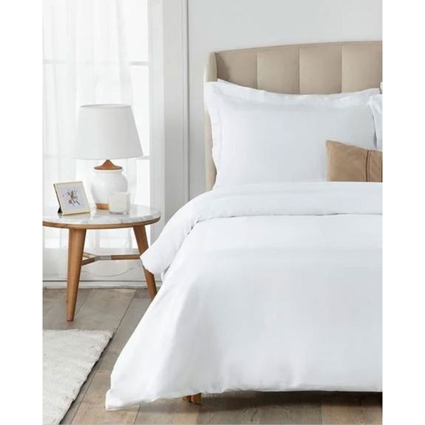 Vivian Framed Cotton Satin Super King Size 4 Pillows Duvet Cover Set 260x220 cm White