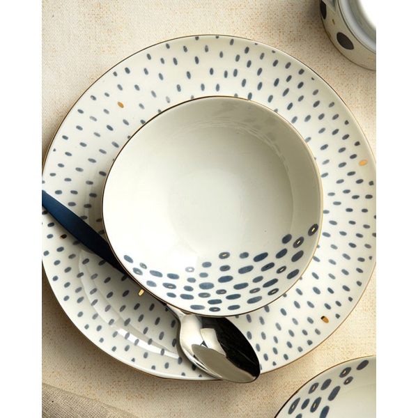 Navy Dots Porcelain Dinner Plate 20 cm Blue-White