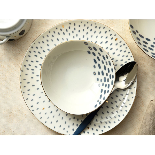 Navy Dots Porcelain Dinner Plate 20 cm Blue-White