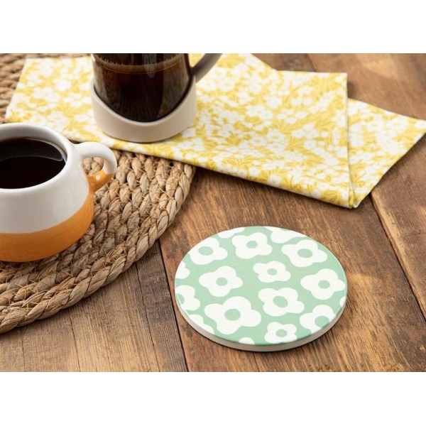 Flower Party Silicone Coaster 11 cm Green