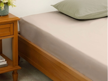 Plain Cotton Double Person Sheet 240x260 cm Light Brown