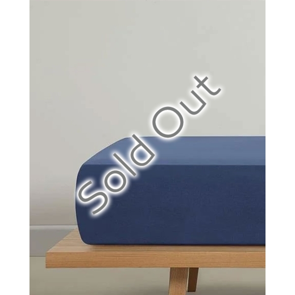 Plain Cotton Intermediate Size Fitted Sheet 140x200 cm Midnight Blue
