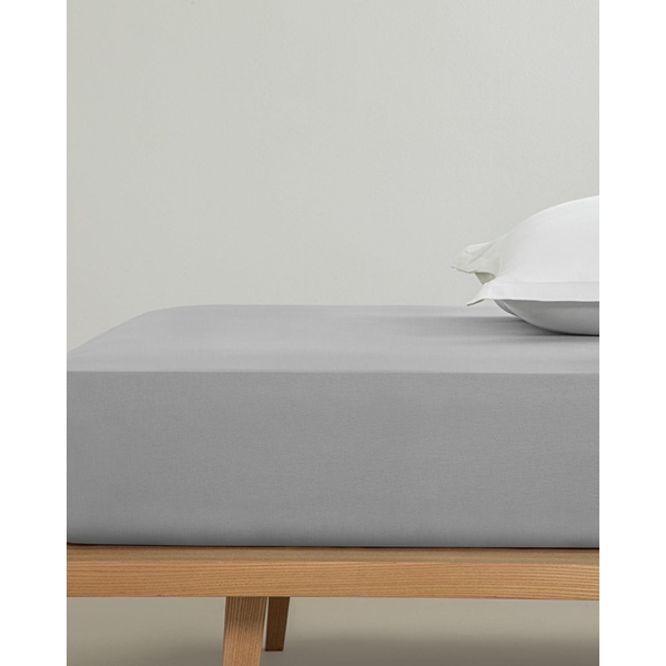 Plain Cotton Single Fitted Sheet 100x200 cm Pebble
