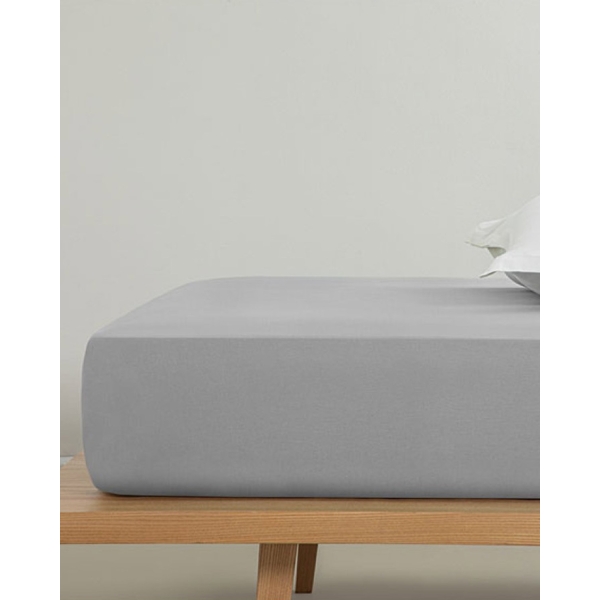 Plain Cotton Queen Size Fitted Sheet 160x200 cm Pebble