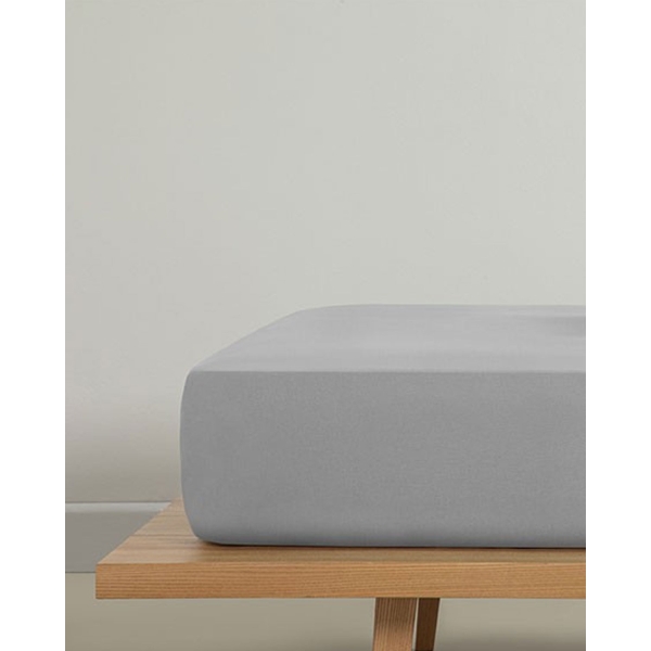 Plain Cotton King Size Fitted Sheet 180x200 cm Pebble