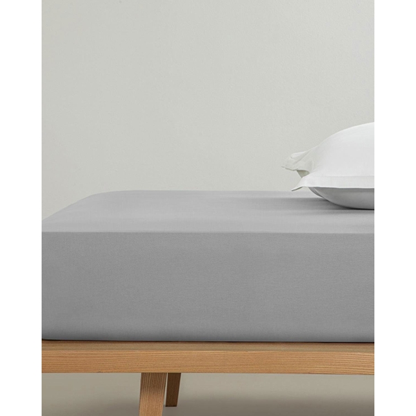 Plain Cotton Super King Fitted Sheet 200x200 cm Pebble