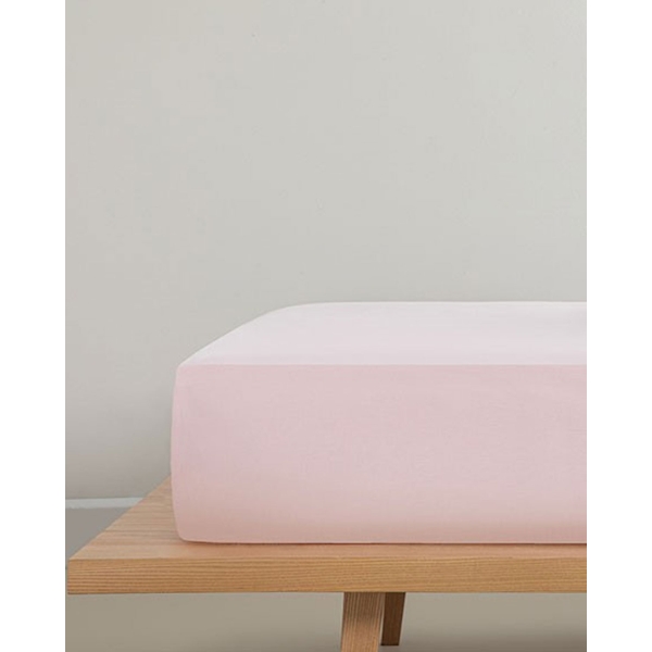 Plain Cotton For One Person Fitted Sheet 100x200 cm Powder Pink