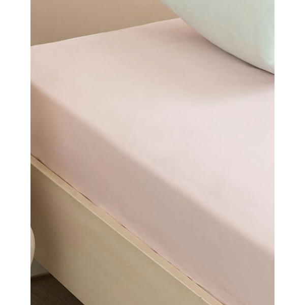 Plain Cotton Intermediate Size Fitted Sheet 140x200 cm Powder Pink