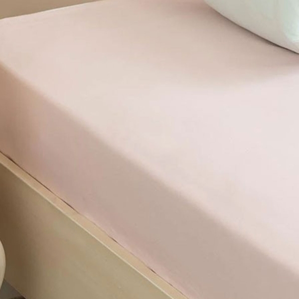 Plain Cotton Intermediate Size Fitted Sheet 140x200 cm Powder Pink