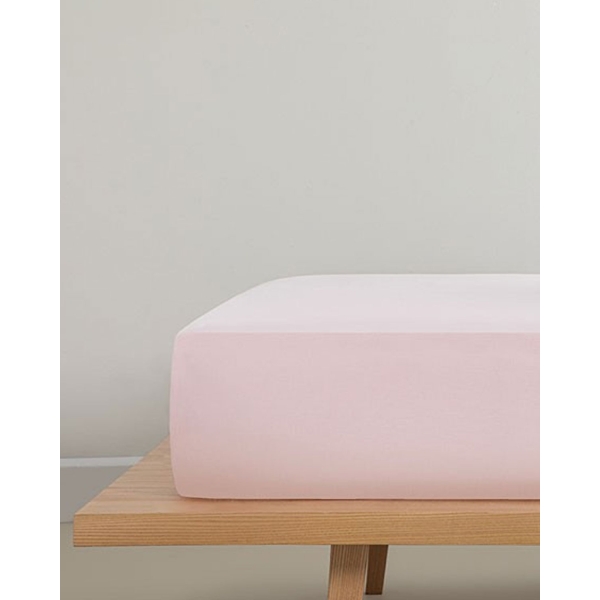 Plain Cotton Queen Size Fitted Sheet 160x200 cm Powder Pink