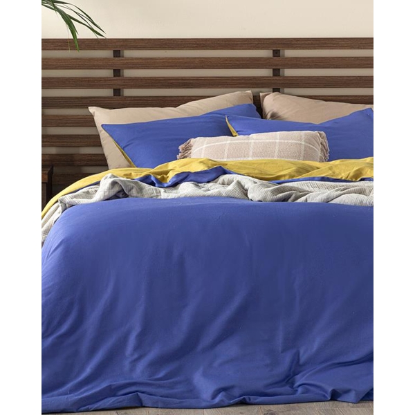 Plain Cotton Double Person Duvet Cover Set 200x220 cm Violet Blue - Kiwi Green