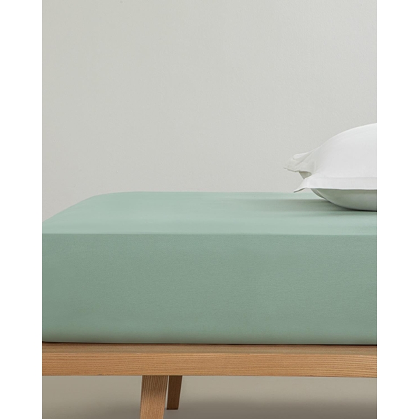 Plain Cotton For One Person Fitted Sheet 100x200 cm Dark Green.