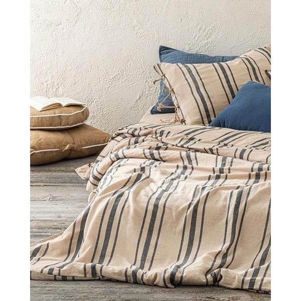 Anchor Hitch Washed Double Person Duvet Cover Set 200x220 cm Beige - Indigo