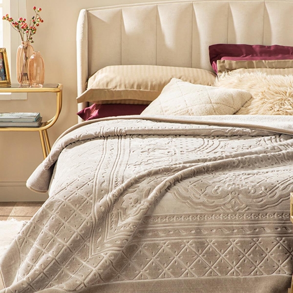 Timeless Emboss Double Blanket 200x220 cm Beige