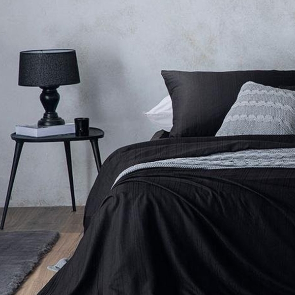 Aurora Silky Touch Double Duvet Cover Set 200x220 cm Black