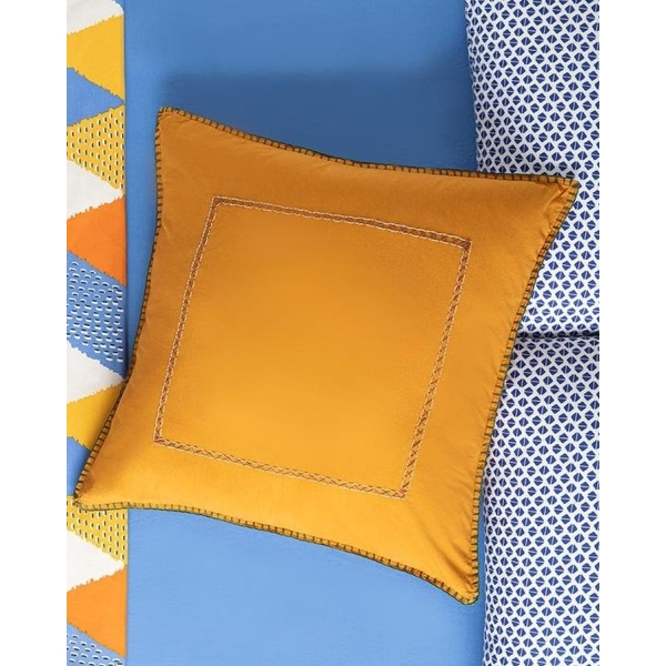 Direct Message Bohemio Piece Washed Single Pillow Cover 70x70 Cm Mustard