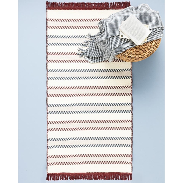 Sparks Woven Kilim 80x150 Cm White - Claret Red