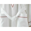 Premium Kadife Cotton Binding Bathrobe S-M White - Brick Red