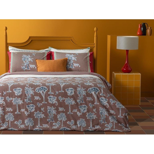 Toile De Jouy Cotton King Size Duvet Cover Set 240x220 Cm Fuchsia