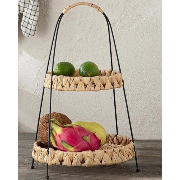 Karen Wicker 2 Layer Floor Service 42 cm Brown