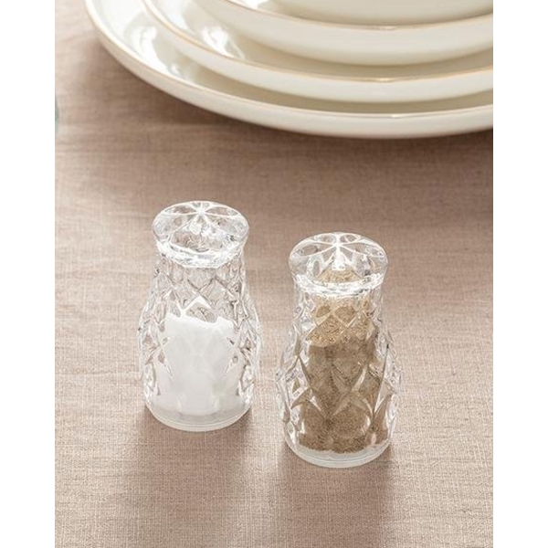 Agate Glass 2 Pcs Salt Shaker - Pepper Shaker 4,7x8,2 Cm Transparent