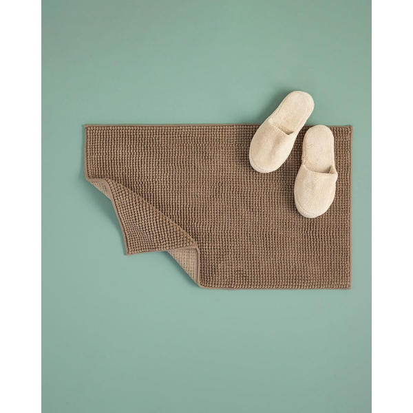 Paige Polyester Pasta Bath Mat Set 60x90 cm + 40x60 cm Brown