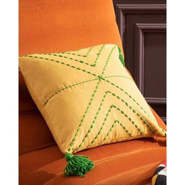 Direct Message Rachelle Handcrafted Filled Throw Pillow 43x43 Cm Yellow-green