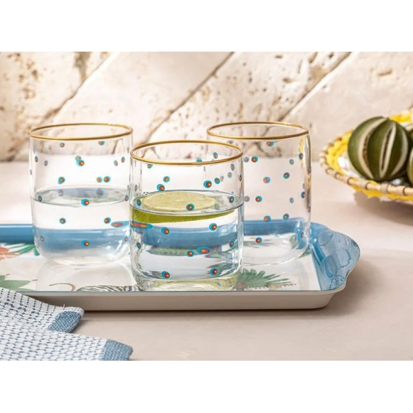 Exotic Art Glass 3 Set Juice Glass 270 ml Green-Blue