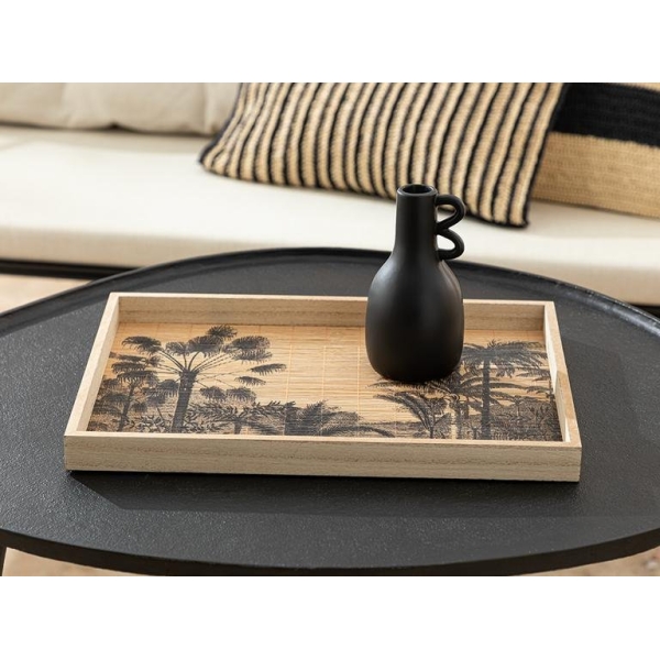 Exotic Palm Bamboo Decorative Tray 40x30x5 Cm Natural-black