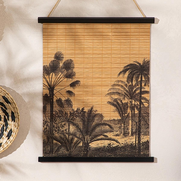 Exotic Palm Bamboo Wall Accessory 38x46x1.2 cm Natural-black