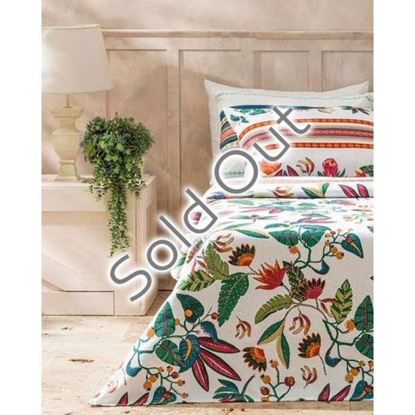 Exotic Garden Printed For One Person Summer Blanket 150x220 cm Dark Green