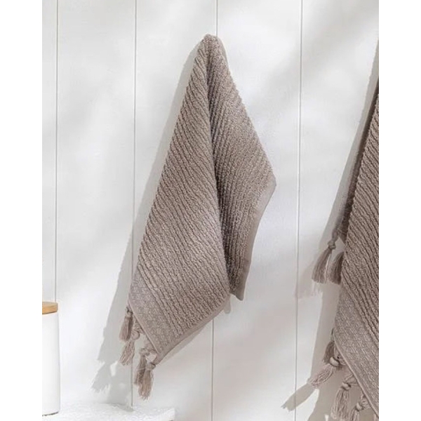 Lima Cotton fringed Hand Towel 30x40 cm Beige