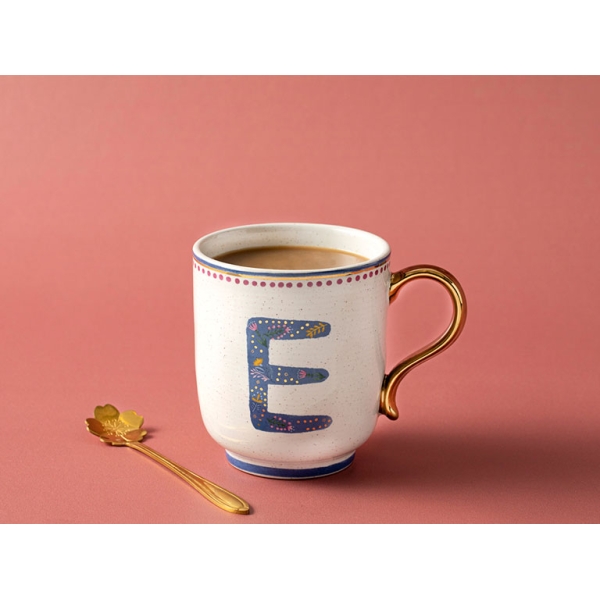 Letter E Stoneware Cup 500 ml Colorful