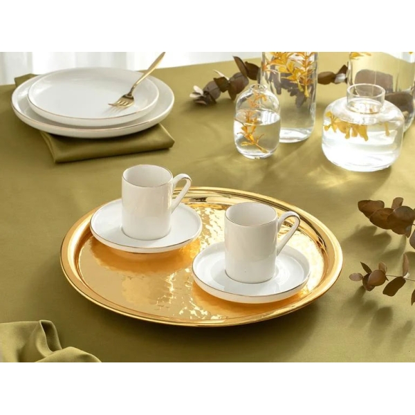 Torino Porcelain 4 Pieces 2 Persons Coffee Cup Set 90 ml Gold
