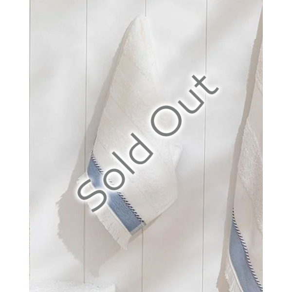 Lucina Cotton fringed Hand Towel 30x40 cm Ecru-Blue