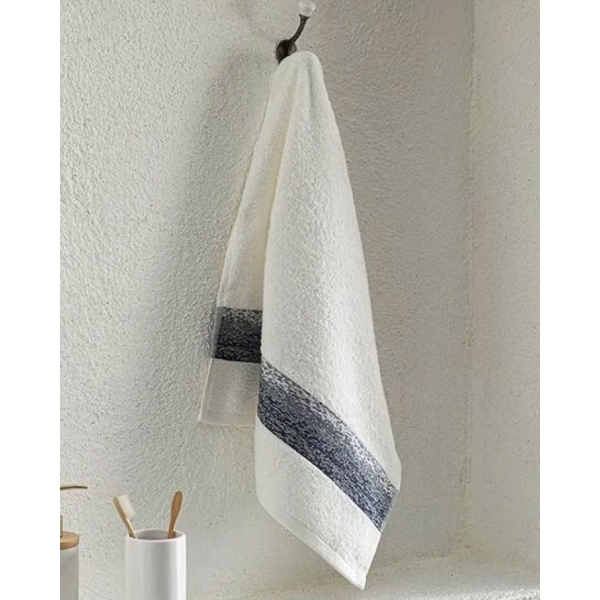 Daylight Cotton Face Towel 50x70 cm Ecru-Dark Blue