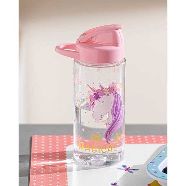 Unicorn tritan Female Child Kids Water Bottle 500 ml Pink